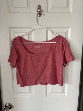Outdoor Voices Red Heather Scoop Neck Crop Top
